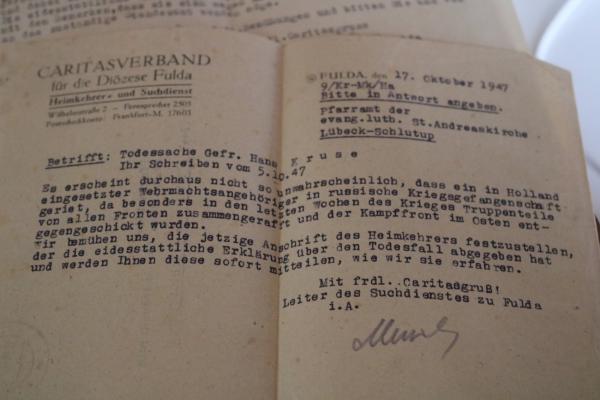 alte Briefe - über Klärung der Todesursache eines Soldaten - gefallen in Russland Charkow